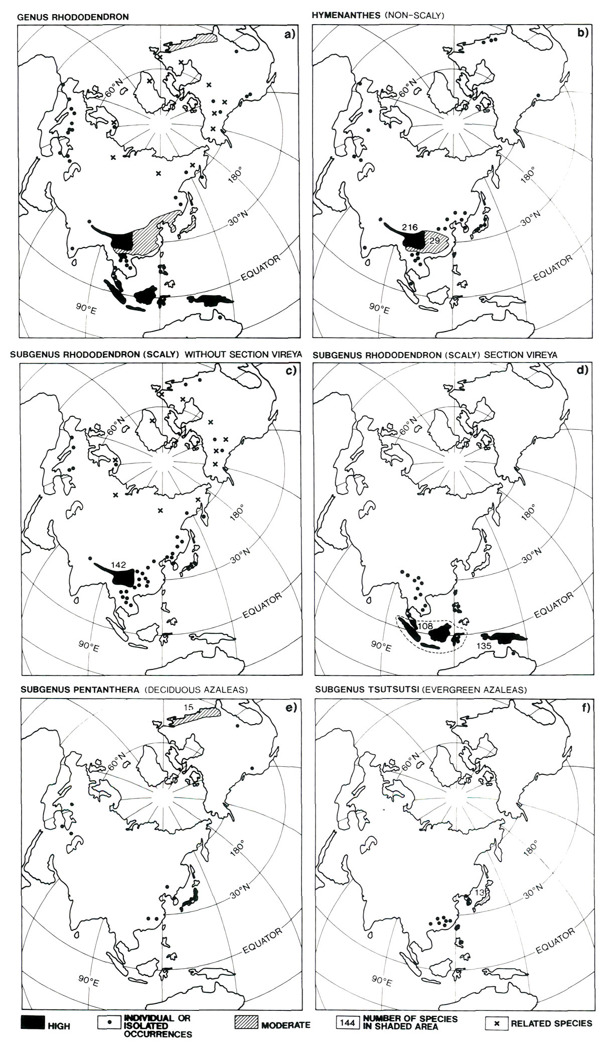 Figure 1. Distribution of 
rhododendron species.