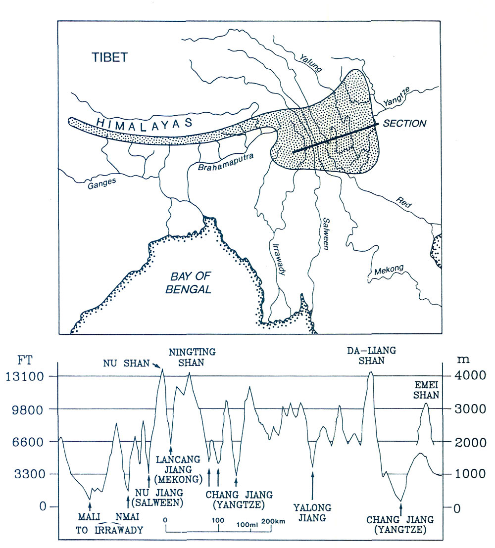 Figure 2. The region of extreme 
relief and heavy rainfall.